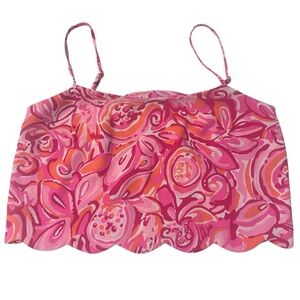 Lilly Pulitzer Ivy Crop Top Adjustable Straps Pink Mango Salsa Sz 0 Beach Preppy